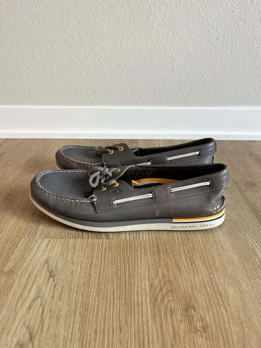 Sperry Top-Sider, Men's 13, Grey Leather Boat Shoes,Preppy,Beach, Elevated Basic